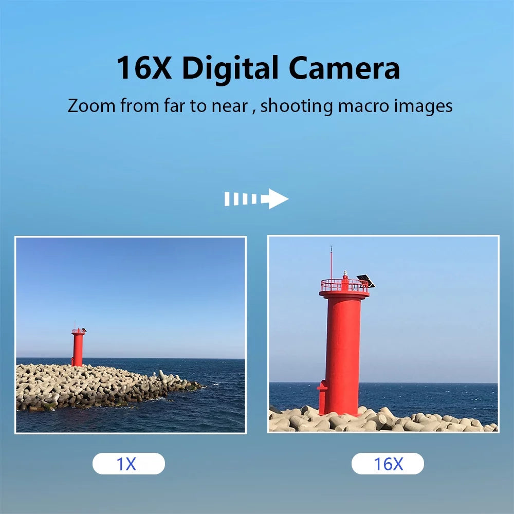 Andoer Portable 1080P Digital Video Camcorder 44Mp Auto Focus 2.5 Ips Screen 16X Digital Zoom -Shake Face Detect Smile Capture With 32Gb Memory 2Pcs Batteries Christmas Gift For Teens