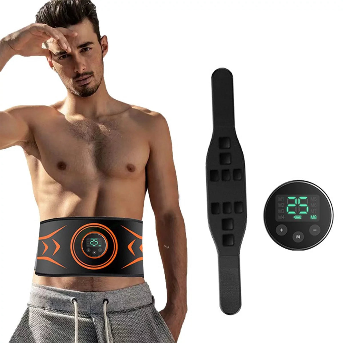 Belt Fitness Get Time No Abs Electric Massaging Defined Trainer Flatter Equipment for Slimming in Abdominal Toning Workout Abdomen , Belt Abs Stomach a and Nebublu