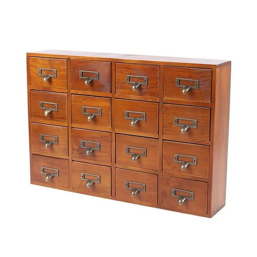 Cabinet Organizer 16 Storage Wood Desk Retro Drawer Box Apothecary Drawers