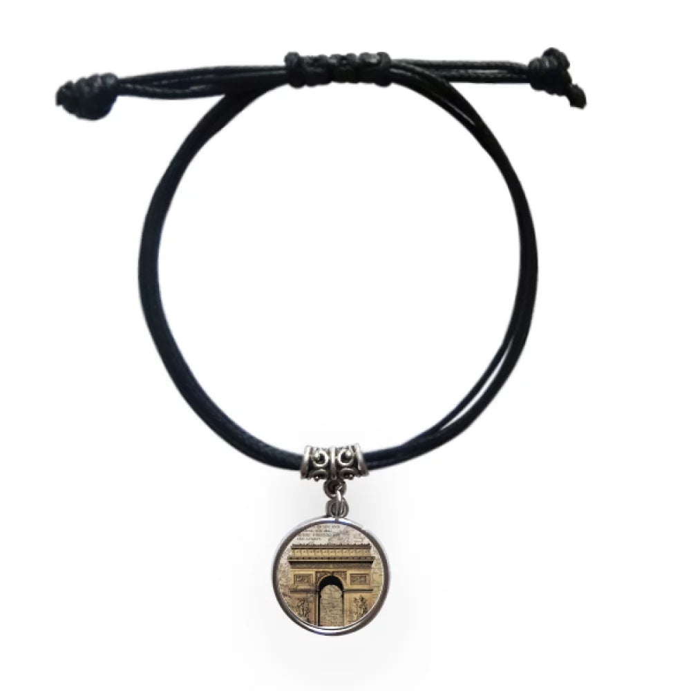 Paris Bracelet Of Triumphal Best Black Jewelry Arch Wristband Rope Leather