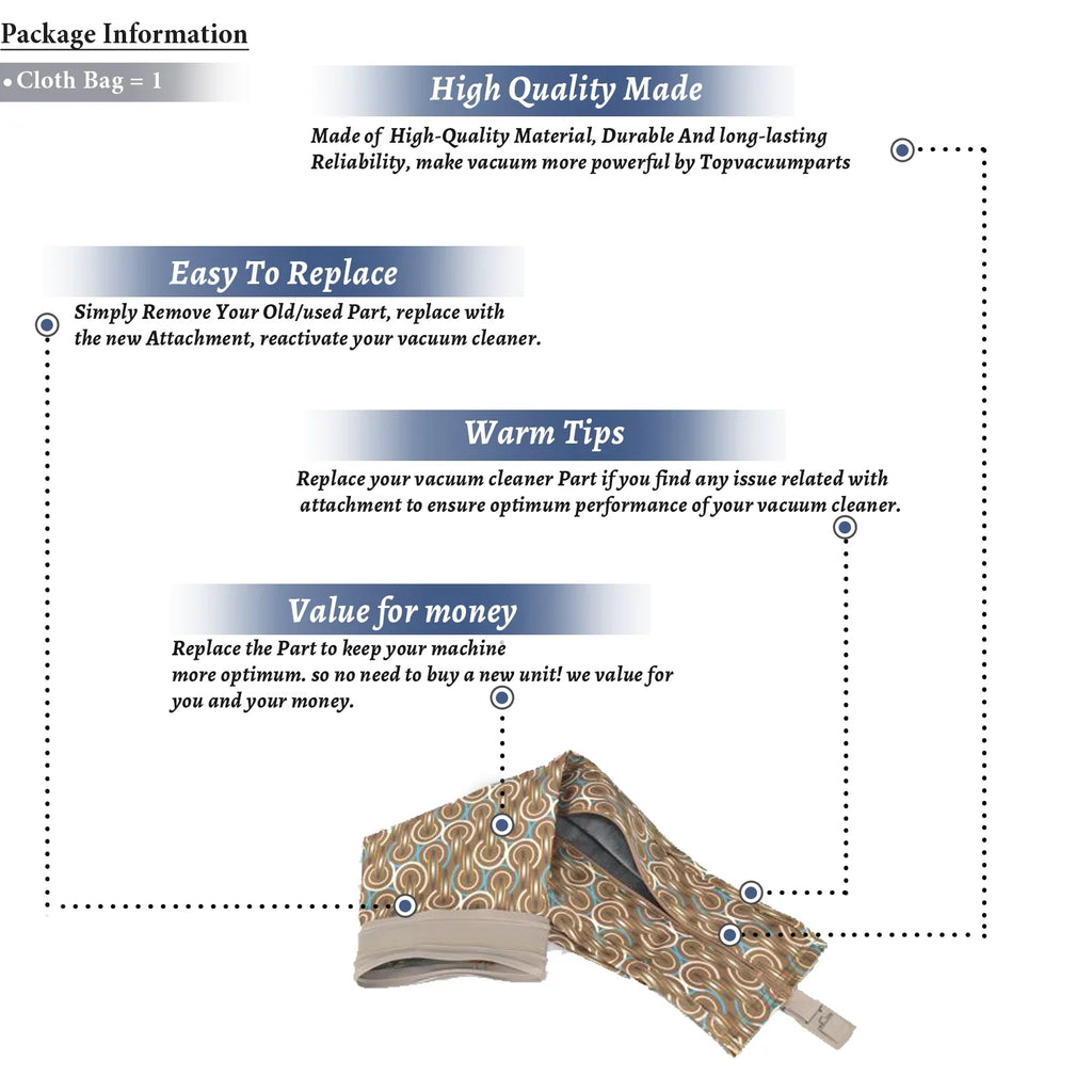 Part Replacement Sentria II with For 190012 - Kirby Bag Cloth Zipper