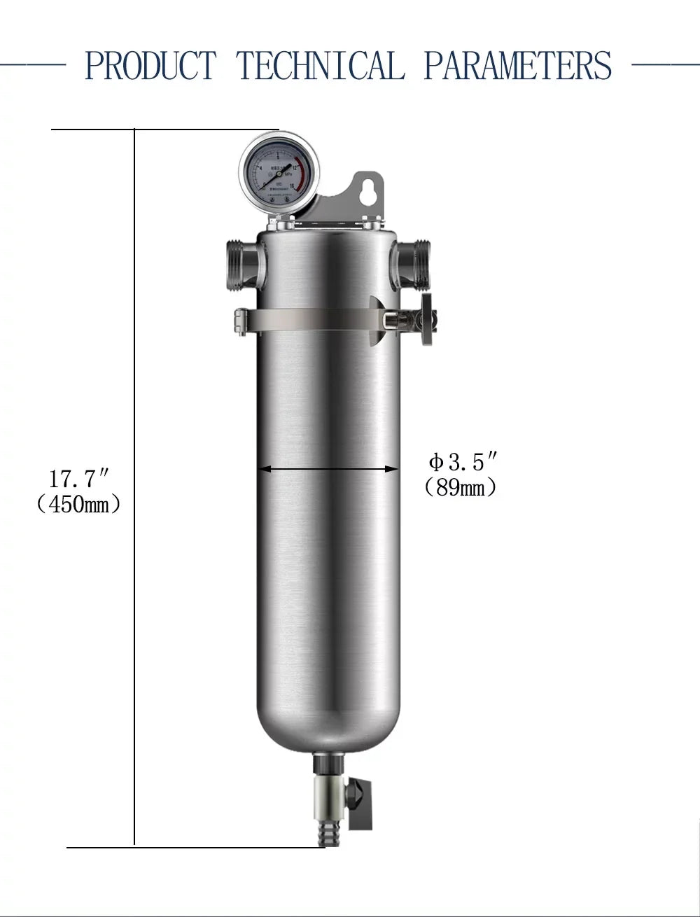 Front Stainless NPT Steel Whole 1 inch inch House TECHTONGDA 8000L/h for 304 liquid liquid Filter Purification 10 Housing Filter