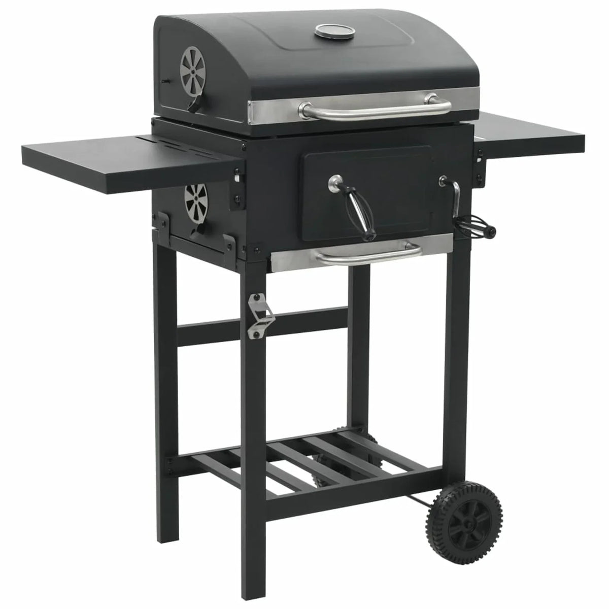 Charcoal-Fueled Bbq Grill With Bottom Shelf Black