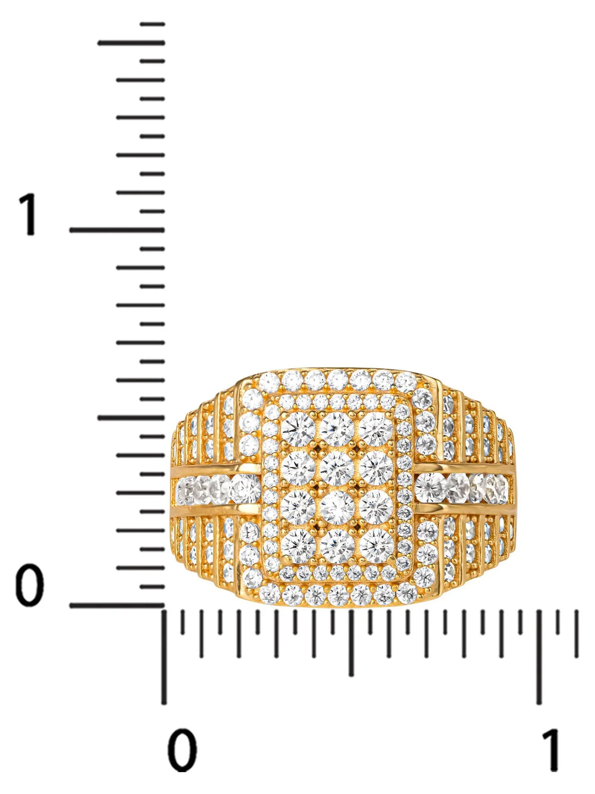 Diamond dimension Silver Men's Shaquille Sterling 10 Yellow Simulated Gold Ring, O'Neal Plated