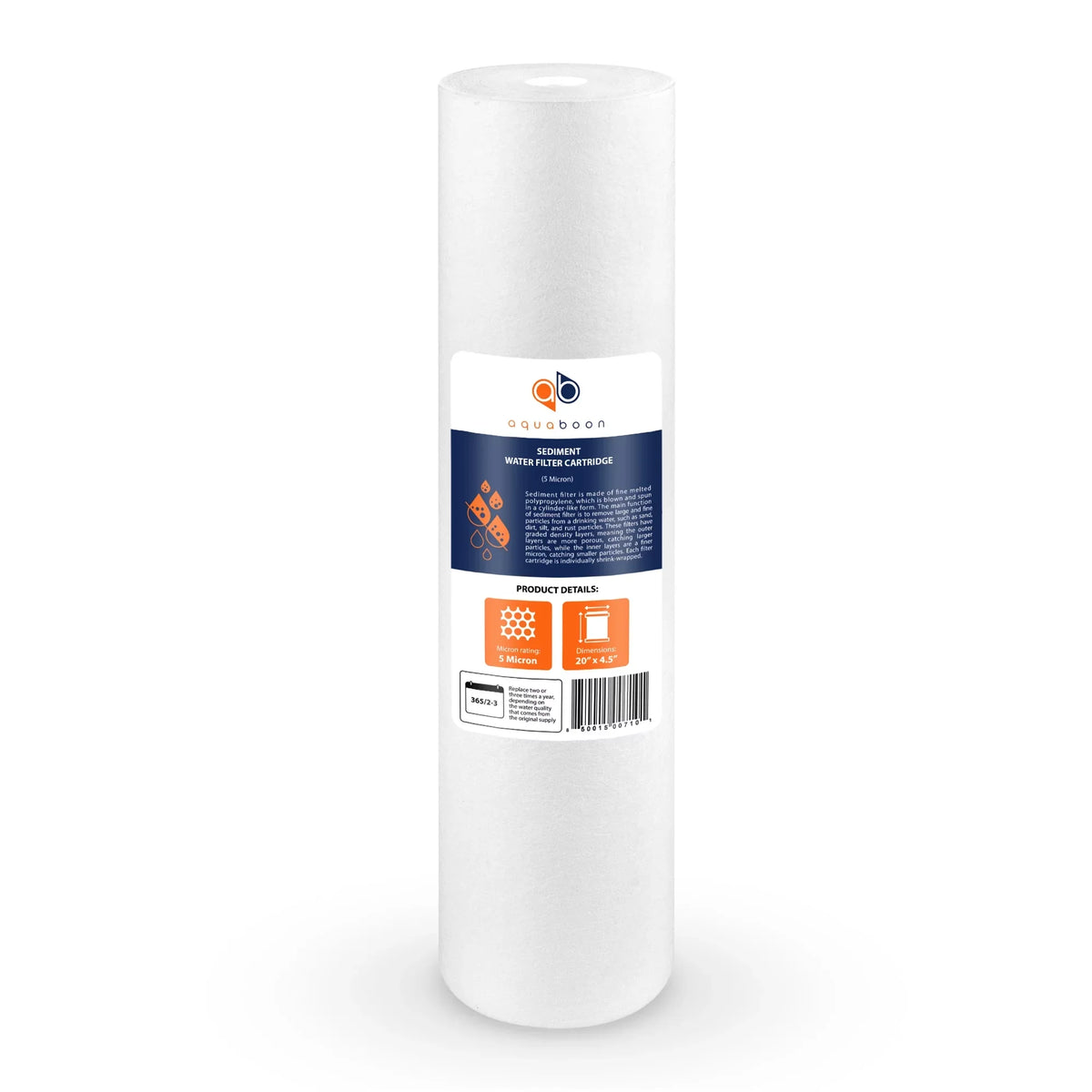 Aquaboon 5 Micron Big Cerulean 20" X 4.5" Gac, Cto Carbon Block & Sediment Replacement Filter Cartridges Set | 1 Set, 3 Packs Ep20-Bb, 2C-20Bb, 155358-43, Dgd-5005-20