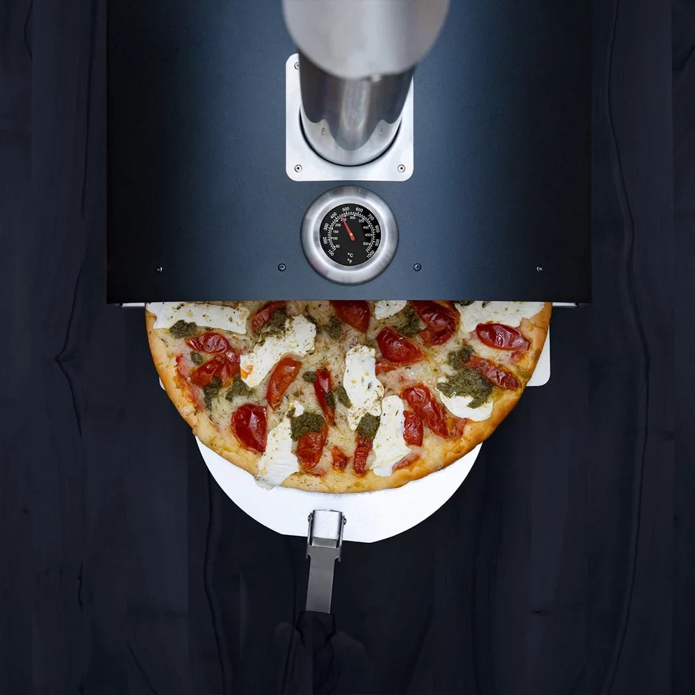 Scraper, 13" Peel, and Pizza Stone, Pizza Dough with Functionality, Construction, Grill Deco Pizza 3-Layer Open 2-in-1 Stainless Steel exterior Chef Pizza Box Oven Oven Grill Slotted (Black) Scoop,
