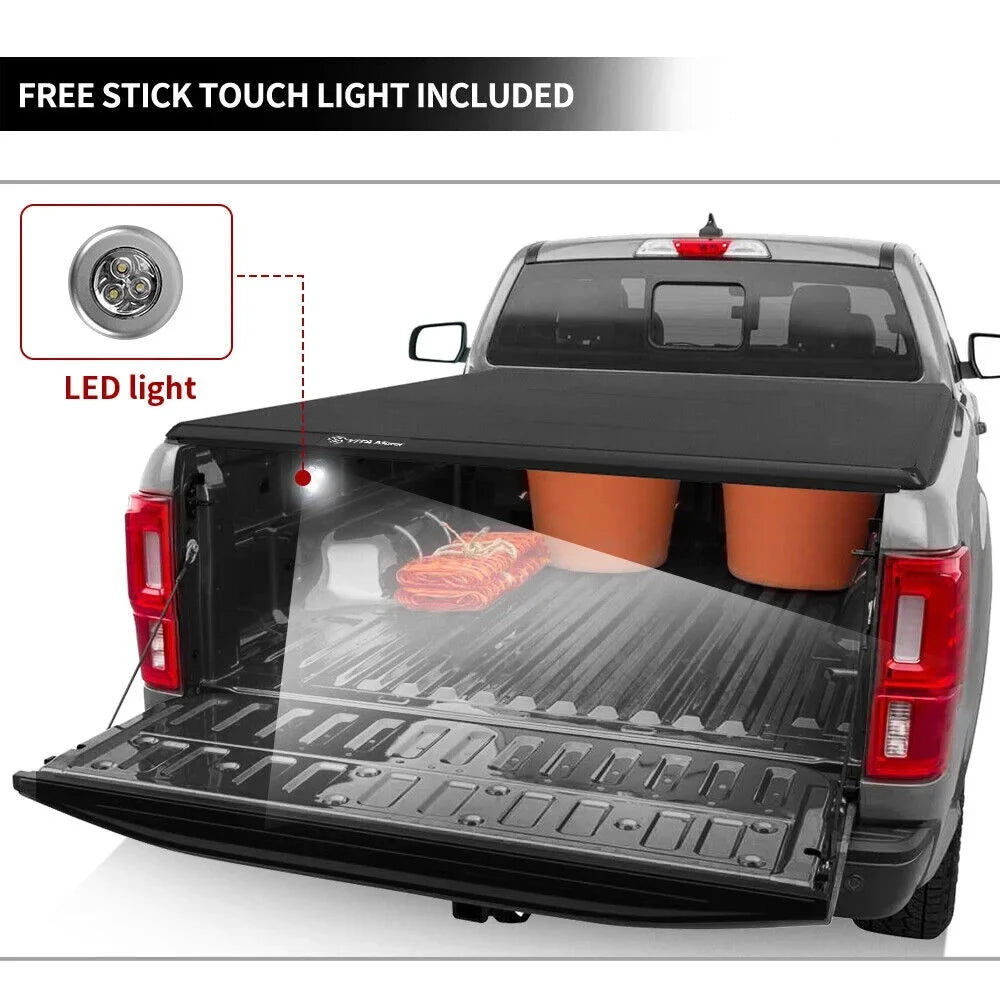 Ledkingdomus 5.7 Ft Soft Quad Fold Truck Bed Tonneau Cover For 2019 2020 2021 2022 2023 Dodge Ram 1500