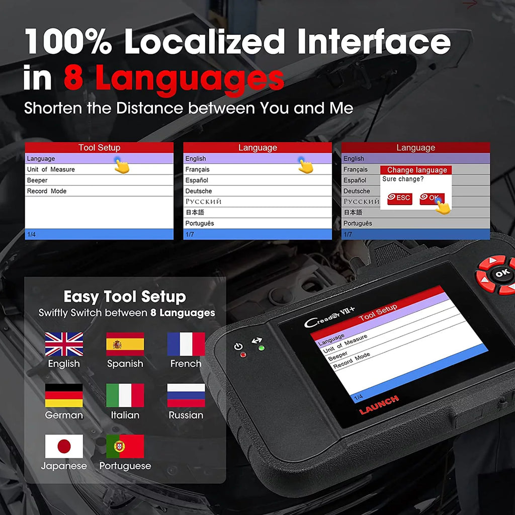 Launch X431 Vii+ (Crp123) Obd2 Scanner Creader Car Diagnostic Code Reader Eobd Scan Tool