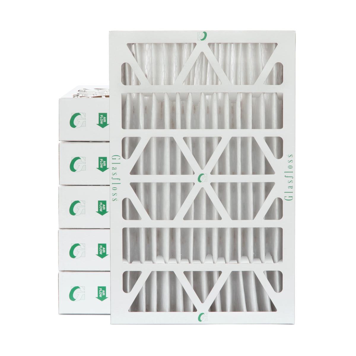 6 Pack Of 16X25X4 Merv 13 Pleated 4" Inch Air Filters By Glasfloss. Actual Size: 15-1/2 X 24-1/2 X 3-3/4