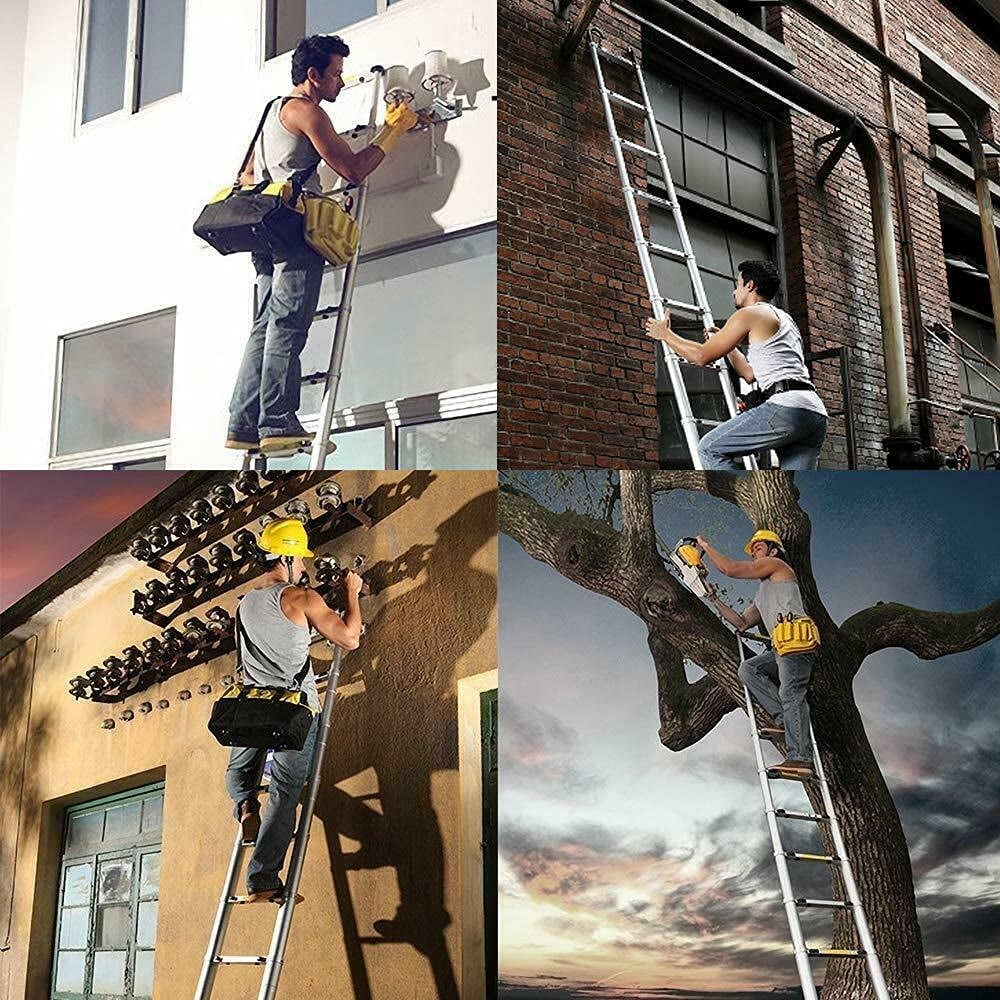 Telescoping Ladder, 8.5 Ft Aluminum Extension Ladder Step Ladders Loft Ladder Attic Ladder Collapsible Ladders For Home, Multi-Purpose Telescopic Compact Ladder For Roof, 330 Pound , En131