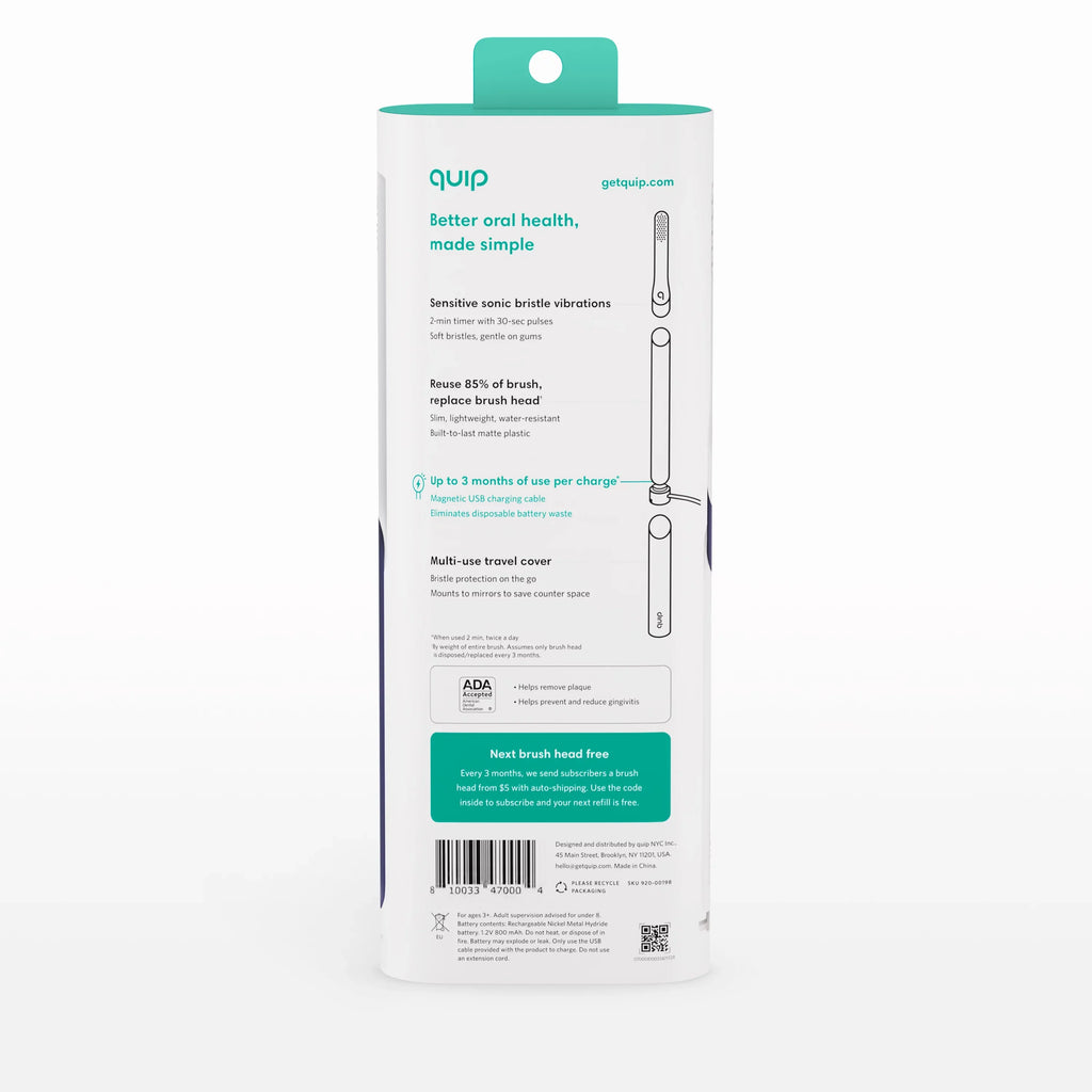 Toothbrush Midnight Full Head, Adult Quip Electric Rechargeable