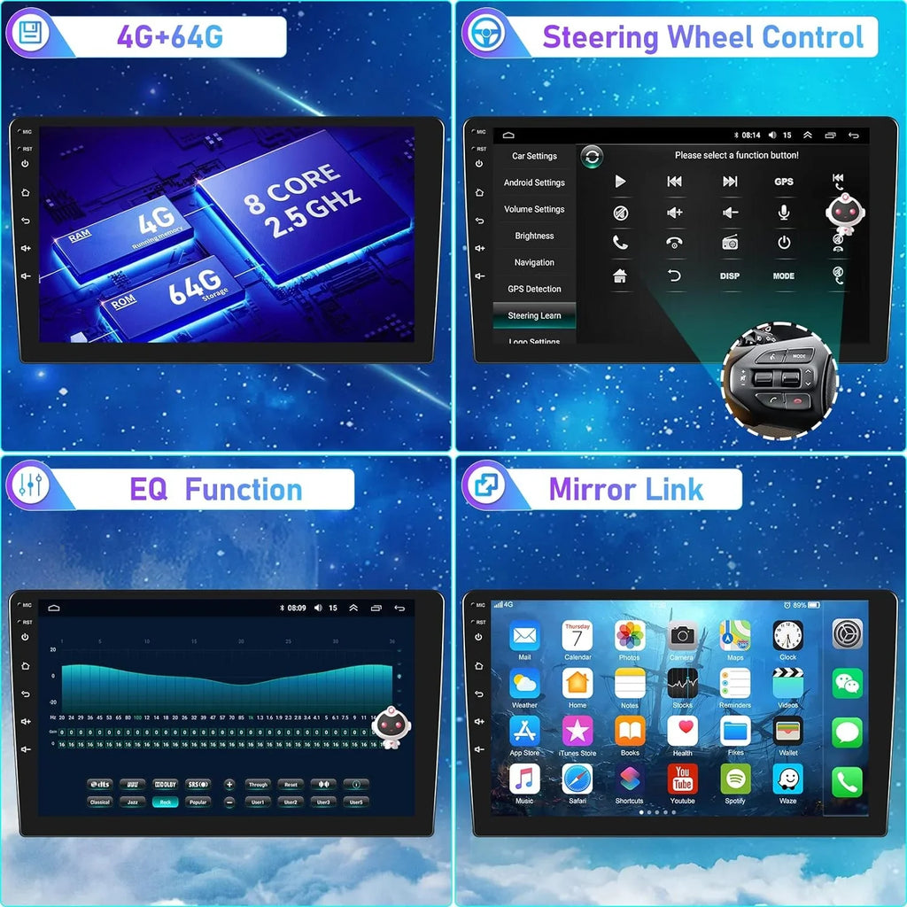 8th GPS 4G Stereo Navigation CarPlay Camera（4G+64G） Car 8 Auto Backup Car Bluetooth THONZER Honda with 2008-2013 10.1 Inch Screen Stereo for Radio Core Touch Accord Android 5.0 Android WiFi