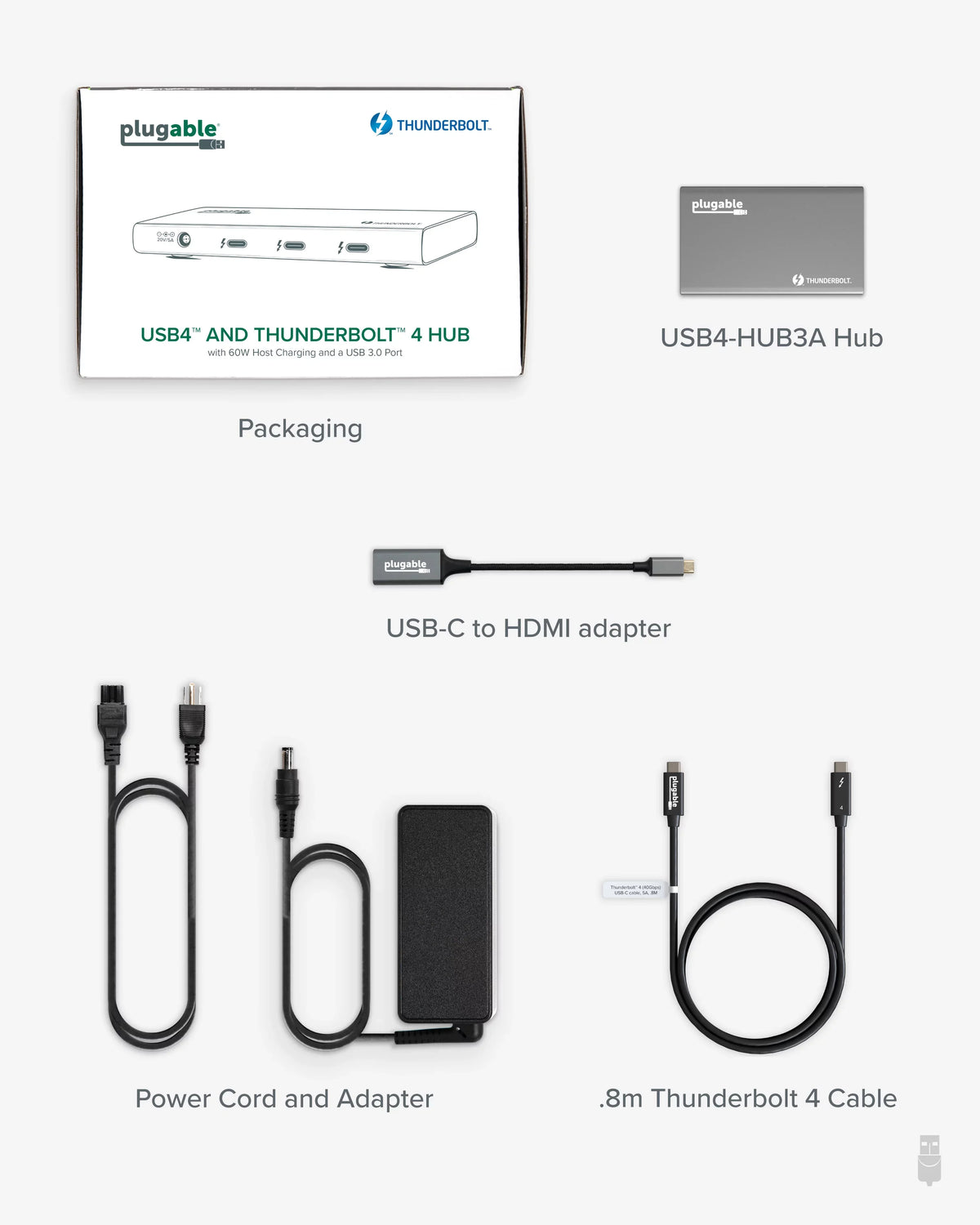 8K Thunderbolt Compatible 4 Single / 60W 5-in-1 Adapter) Thunderbolt HDMI to (1x with Hub 4K 4 USB4 USB4 Display, and Dual Thunderbolt or Macs Windows USB-C Charging, with Plugable