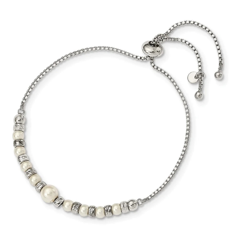 Glass D/C Auriga Bracelet RH-plated Beads Silver Adjustable Pearl Women 925 for Sterling