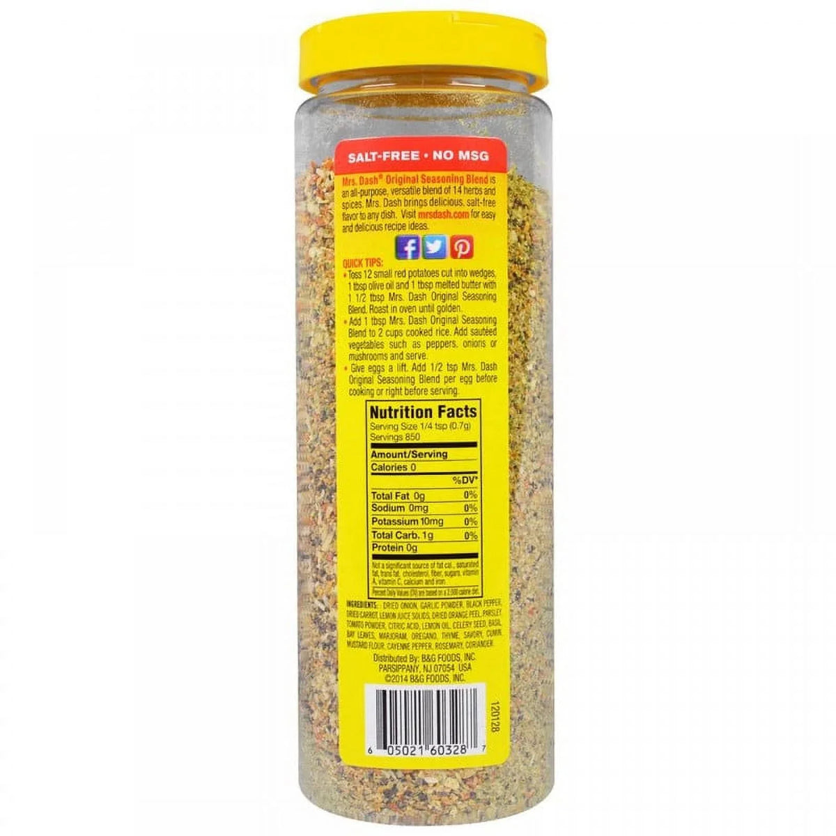 Seasoning Original Free Blend Dash 2 oz Pack Salt Mrs 21 -