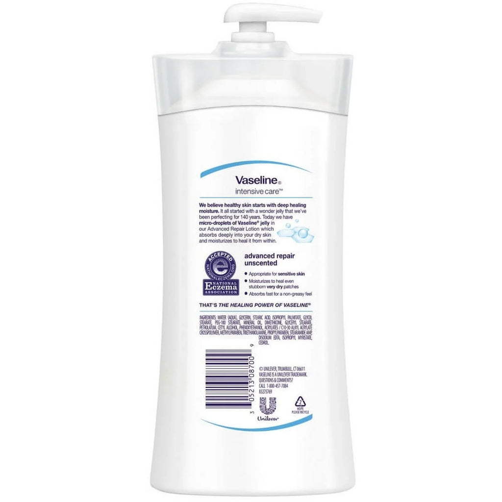 oz 20.3 Advanced Pack Intensive Unscented 3 Healing Lotion, Repair Care Moisture - Vaseline