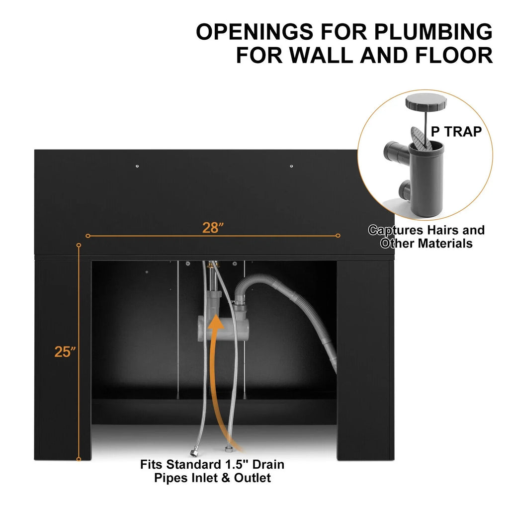 Station Sink with Artist Holes,P hand Shampoo Trap,Drawer(Black) Hair Beauty USB,Hair Salon Backwash Dryer