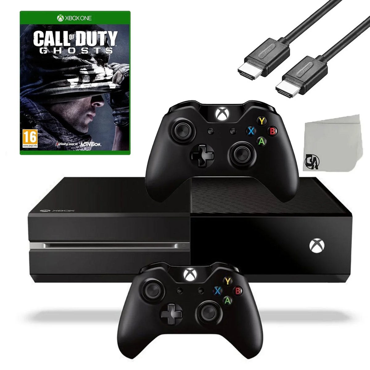 of One Xbox With Black Cable Original Gaming Console AXTION Controller Ghosts 500GB 2 BOLT Call Game Included (Refurbished: Duty HDMI Pre-Owned New) Bundle Like