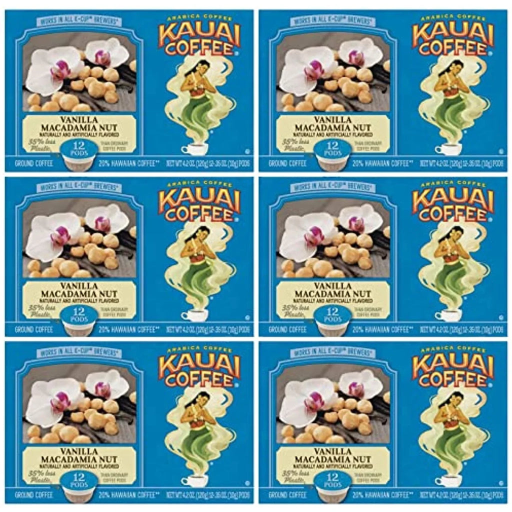 Kauai Coffee Count) (Vanilla 72 Cups Serve Single Macadamia Nut, Pods