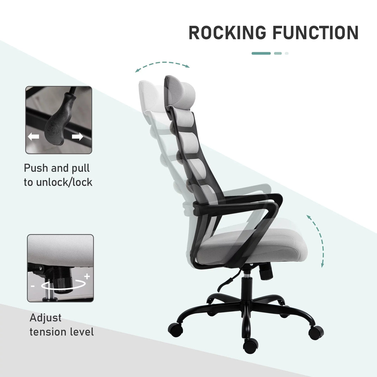 Vinsetto 26.75 In Executive Chair With Swivel & Adjustable Height, 275 Lb. Capacity, Grey