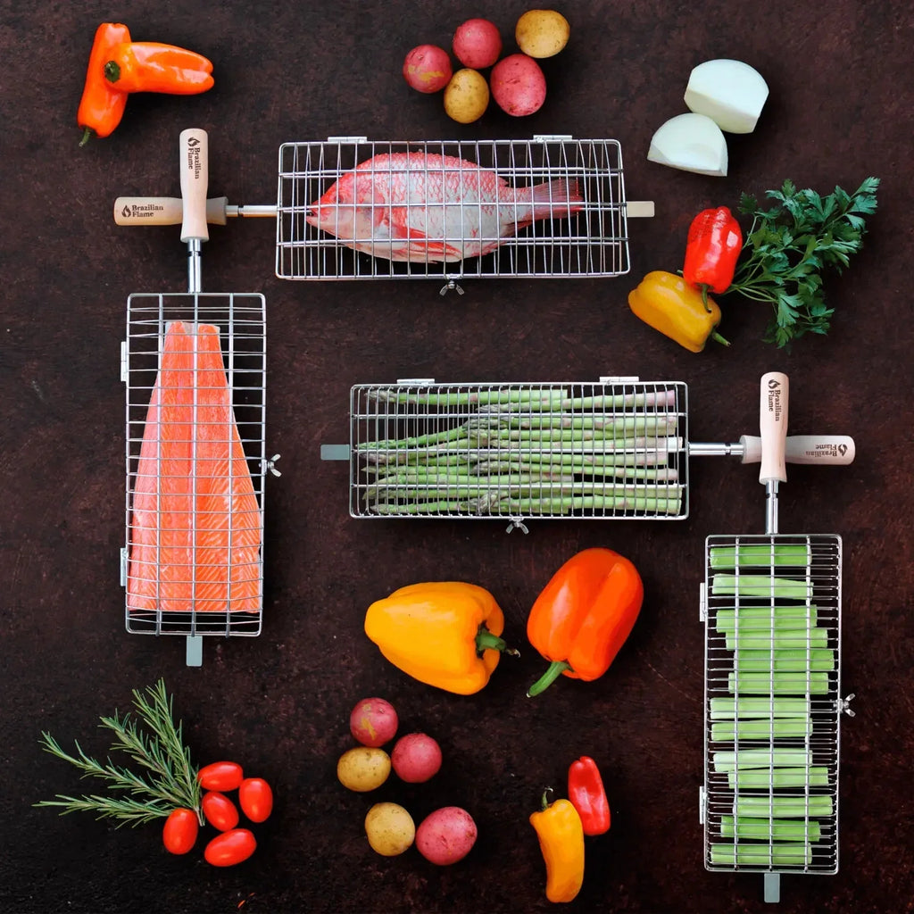 Brazilian Flame Grill Flat Vegetables Rotisserie - Basket