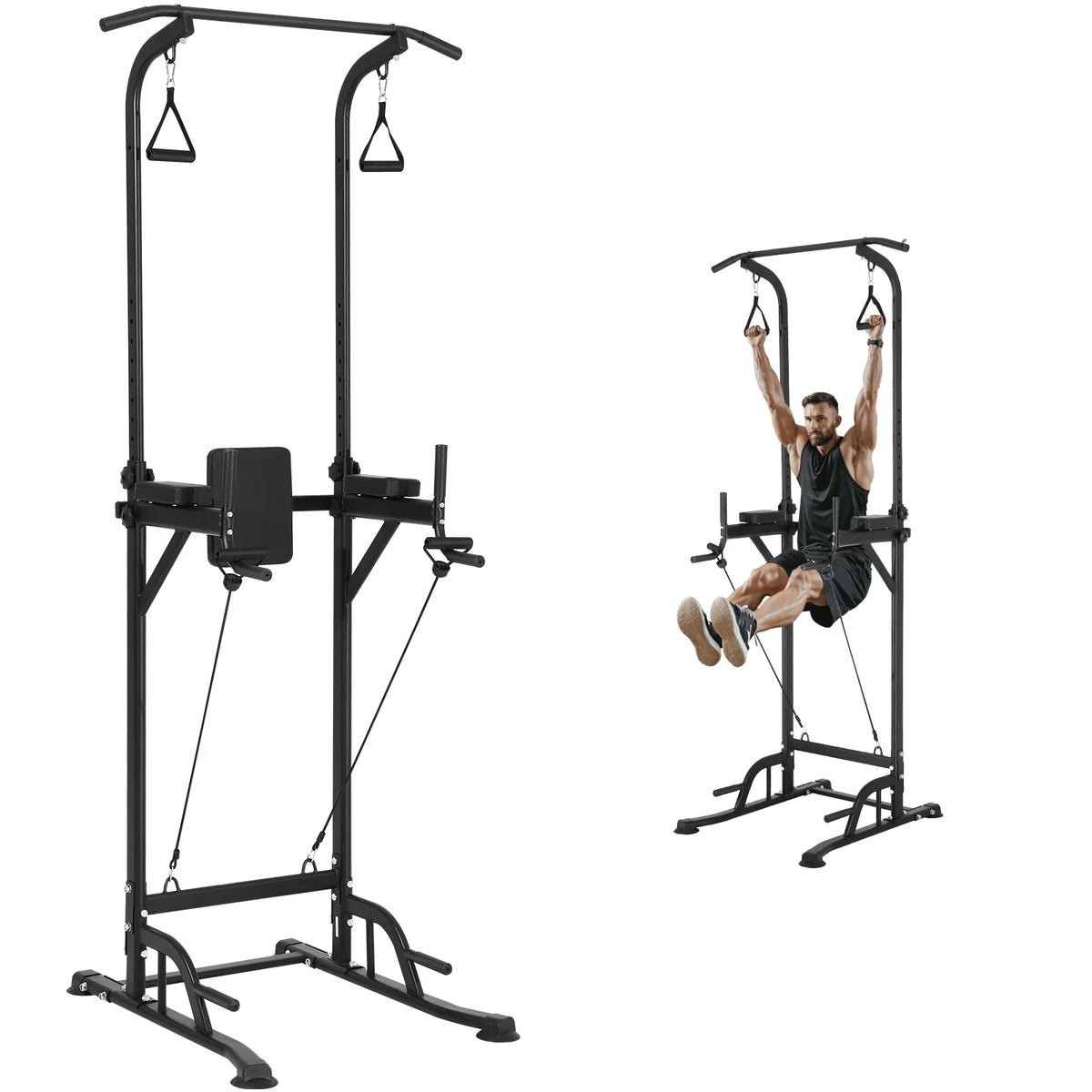 Frame Steel Station, Home Pull w/ Workout Strength Height SKYSHALO Training Dip Elbow Equipment Backrest Power Power Up Stand Pad, Duty Fitness Heavy for Tower Rack Bar Adjustable Carbon