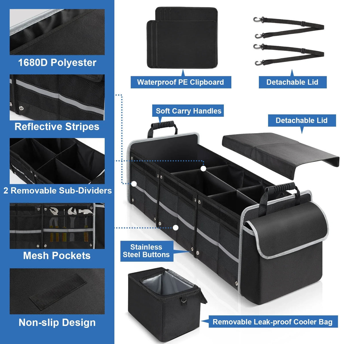 Trunk Cargo Container Compartment Storage Multi US Truck for Car SUV Organizer