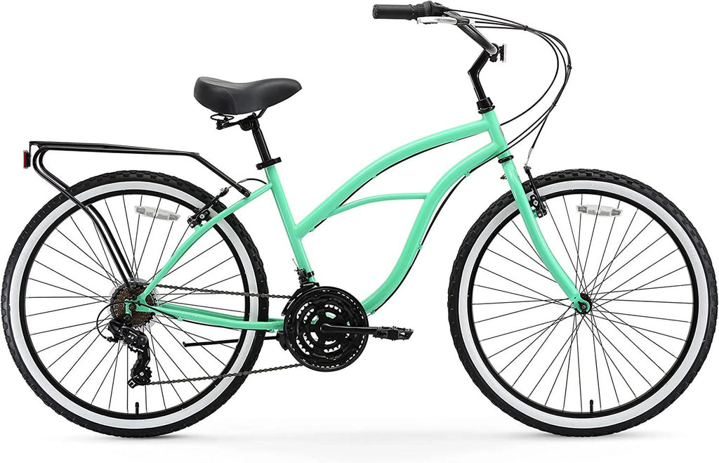 Sixthreezero Around The Block Women'S Single-Speed Beach Cruiser Bicycle 26" Wheels Mint Green With Black Seat And Grips