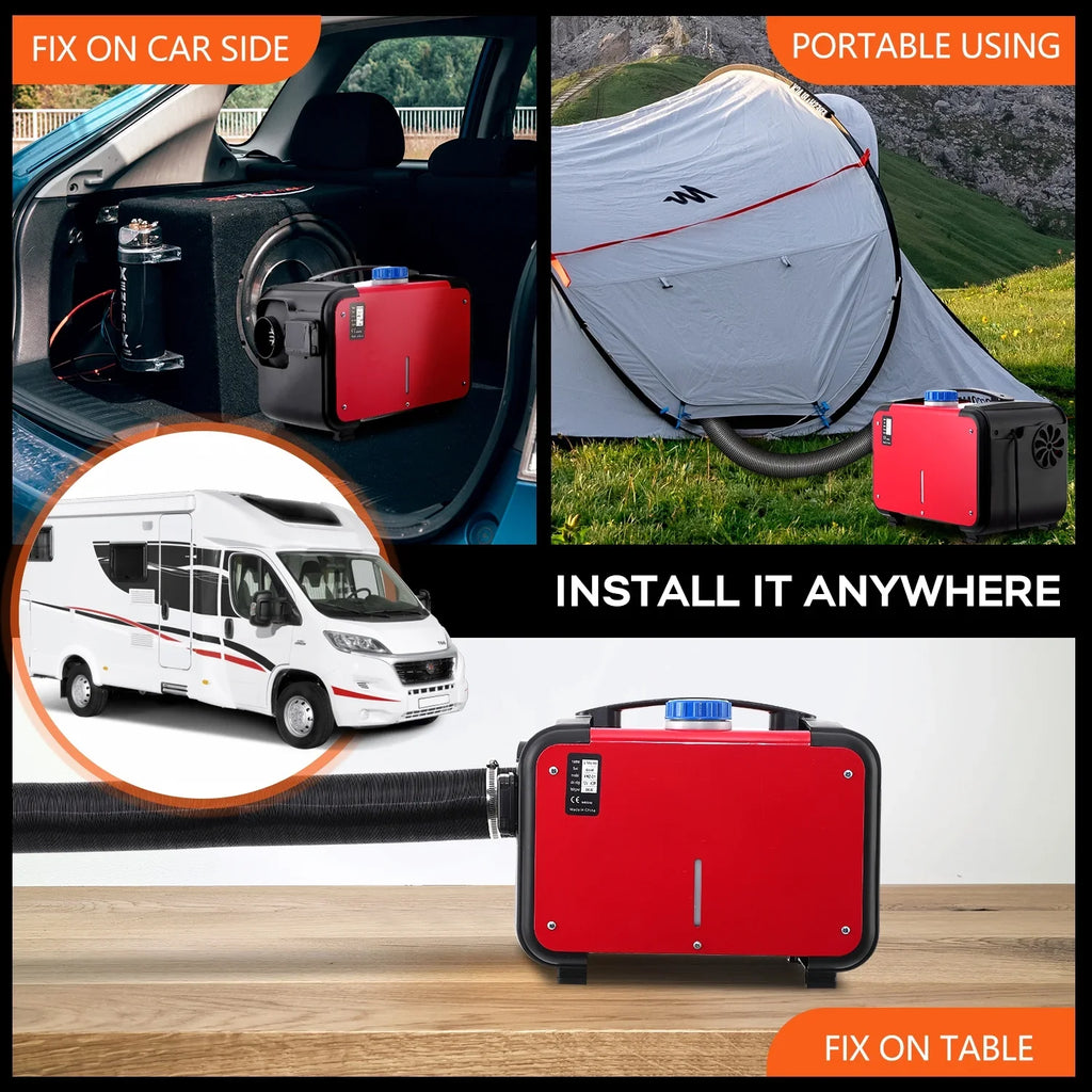 Tropow 12V 5Kw Diesel Air Heater, Portable And Convenient Integrated Parking Heater Heating, All-In-One Single Hole With Remote Control Azure Lcd Monitor For Car Trucks Boat Bus Rv And Trailer