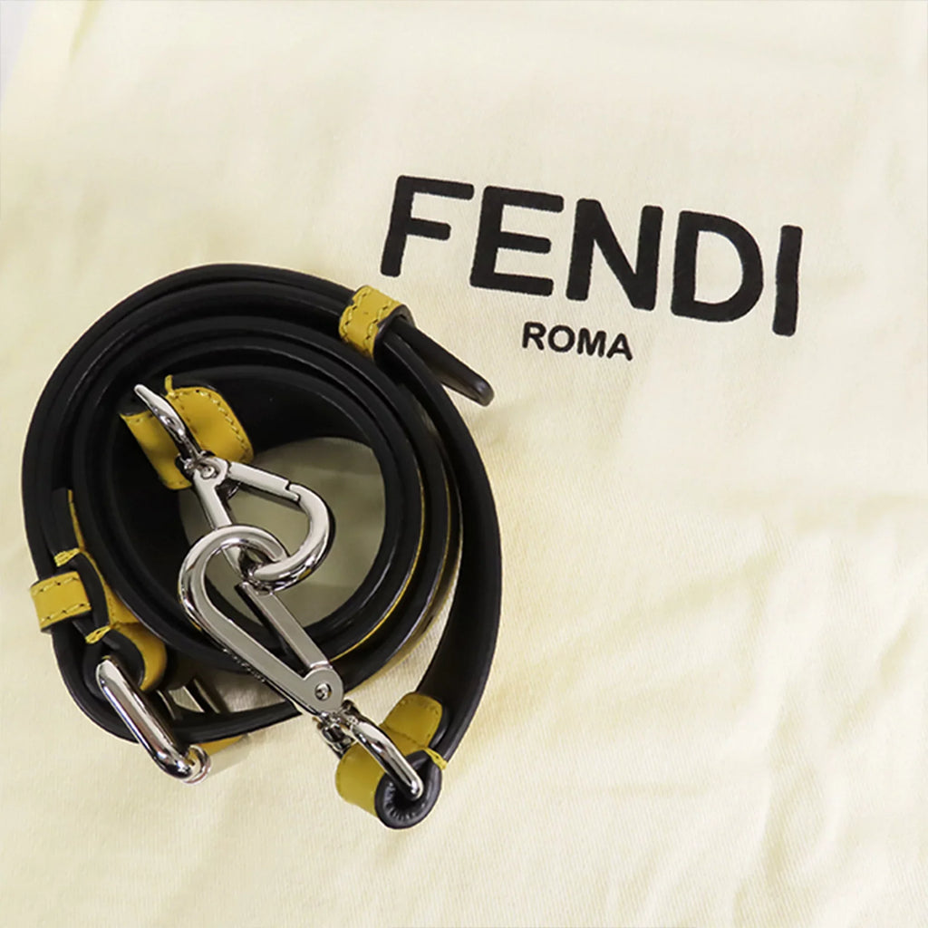Black Baguette Authenticated Pre-Owned Fabric Satchel (Good) Nylon Convertible Unisex Stripes Fendi