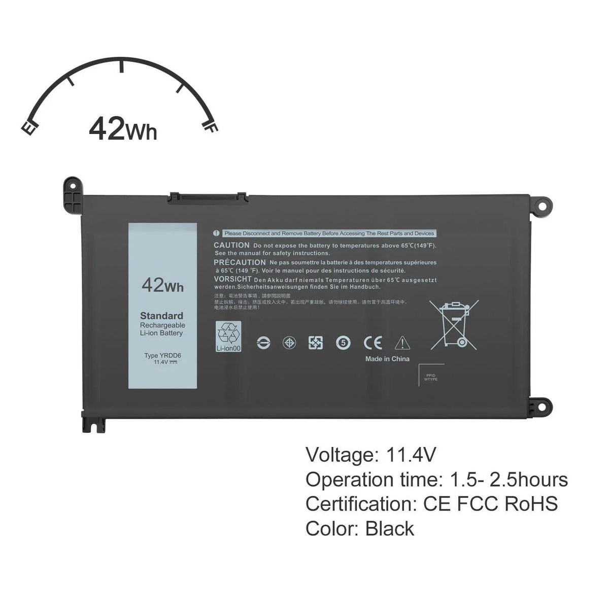 Type Yrdd6 Battery For Dell Inspiron 14 5000 2-In-1 5480 5482 Series Vm732 Fast