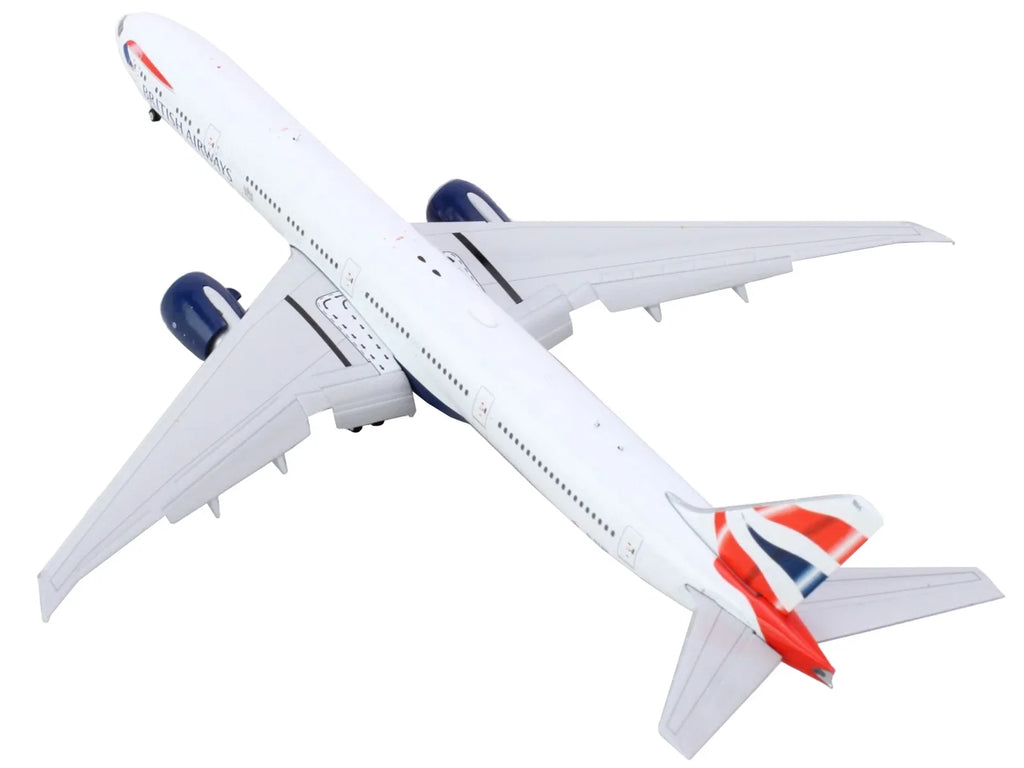 Boeing with White GeminiJets Airplane Aircraft Tail Diecast Flaps Down 777-300ER with 1/400 Commercial Striped by Model