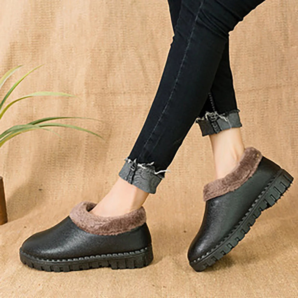 Cotton Thickened Winter Fashion Winter Snow Boots Women Hiking Plush T Boots Cotton ILJNDTGBE PU Shoes Womens Shoes Warm