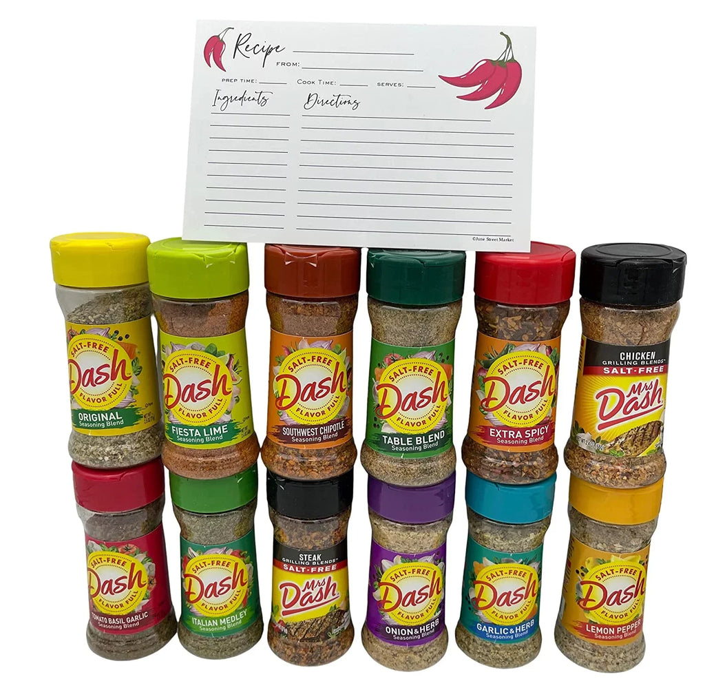 No Set June with Flavors Market (28.8 Dash New Salt - Mrs. Total) Variety Street oz Blend Card Seasonings 12 Blank Recipe Starter
