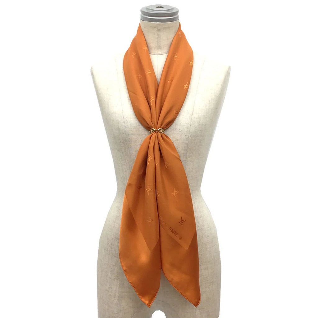 Orange Monaco Muffler Carré (Good) Silk Pre-Owned Scarf Men's Women's Monogram 100%