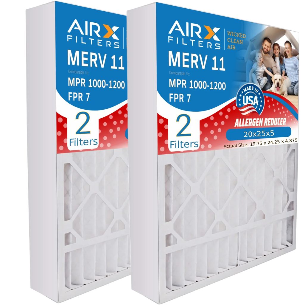Filter 20x25x5 MERV # & 11 1200 Comparable 20x25x5 Air with Premium 7 CLEAN USA MPR AIR. AIRX FILTERS by Filter Field 1000, WICKED MPR 46568600 Furnace to 11 Controls MERV FPR Made Compatible