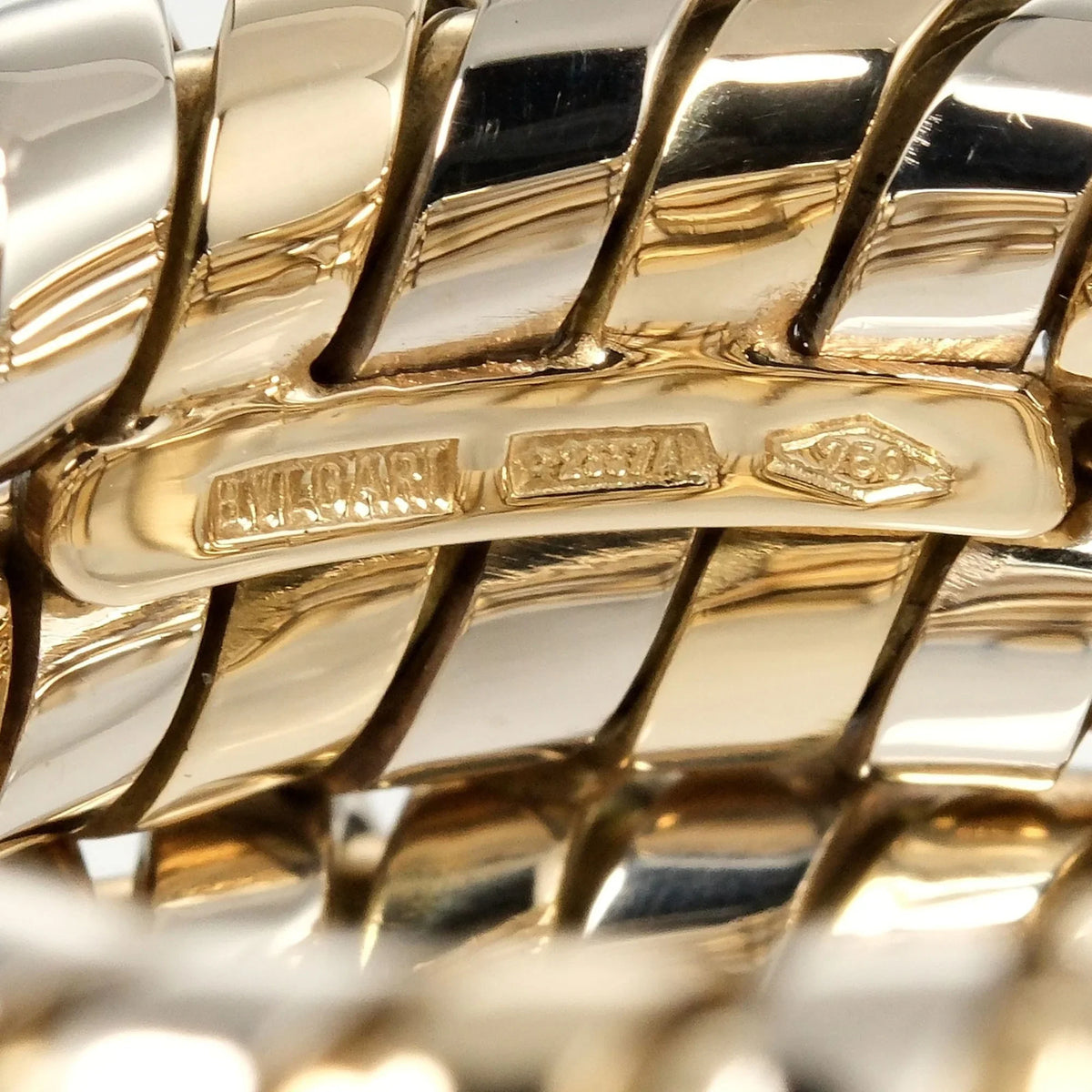 Pre-Loved Bulgari Bvlgari Tubogas 3-Row No. 9 Ring 14.53G K18 Yg Wg Yellow Gold White (Good)