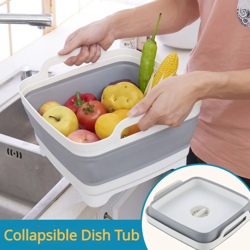 Portable Sink,Folding Basin Plug(Gray) Imoment 2.4 Dish Tub Tub,Washing Collapsible with Gal(9L) Laundry Draining