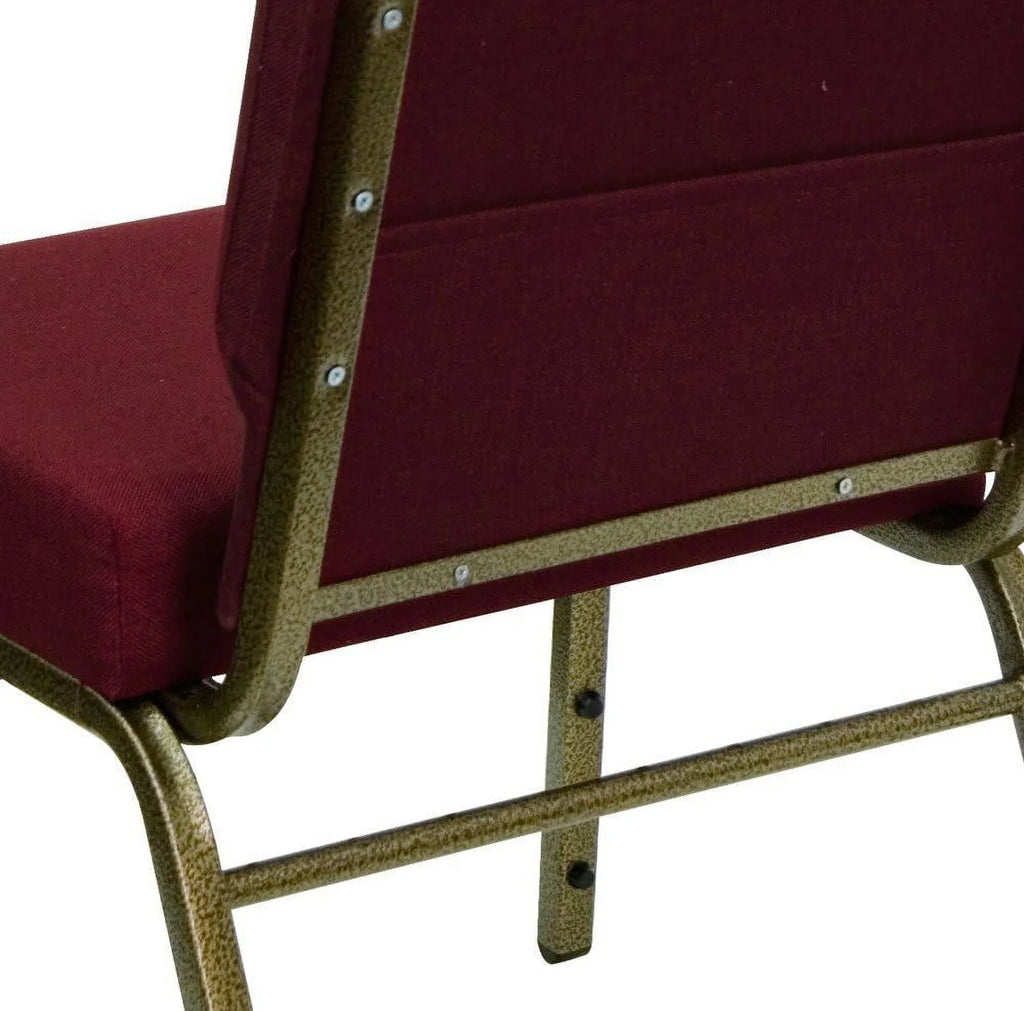 Hercules Series 21''W Stacking Church Chair In Burgundy Fabric - Vein Frame