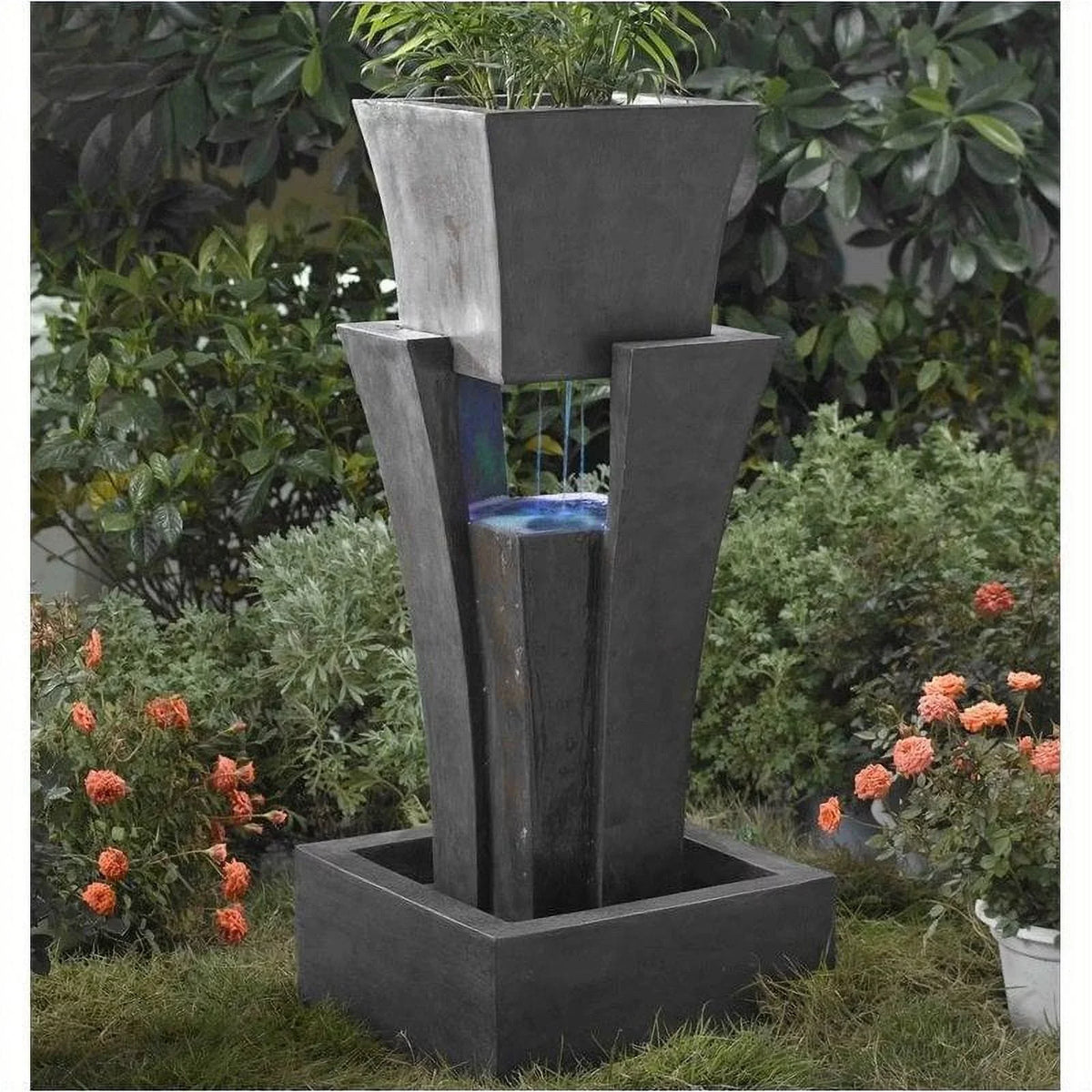 Light with Led Hill Raining Bowery Fountain Planter liquid