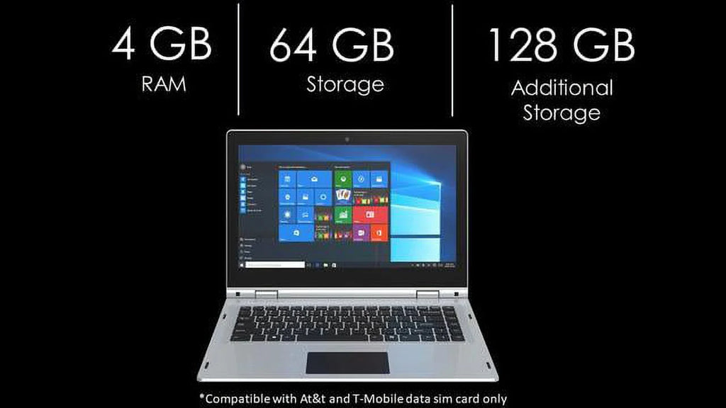 4GB/64GB 360° 1080 High 4G Megatron USB 1920 and LTE-14.1” Screen, Windows IPS IVIEW Touch Mouse 10 x Resolution Pro,
