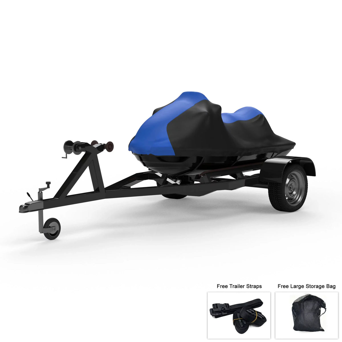 Weatherproof Jet Ski Cover For Yamaha Gp 800R 2001-2005 - Cerulean / Black Color - All Weather - Trailerable - Protects From Rain, Sun, Uv Rays, And More! Includes Trailer Straps And Storage Bag