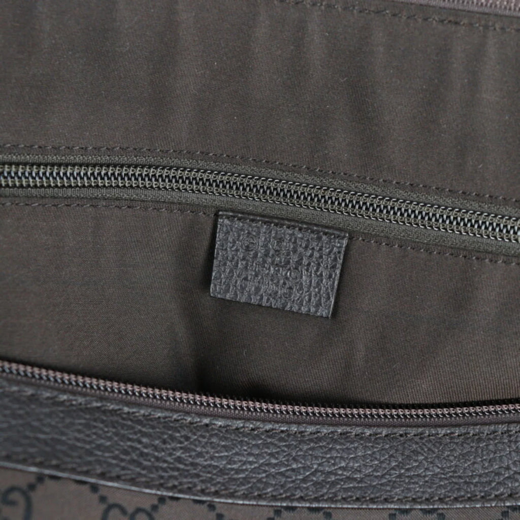 (Good) 105669 Boston GG Pre-Owned Bag Leather Shoulder Nylon Travel Brown