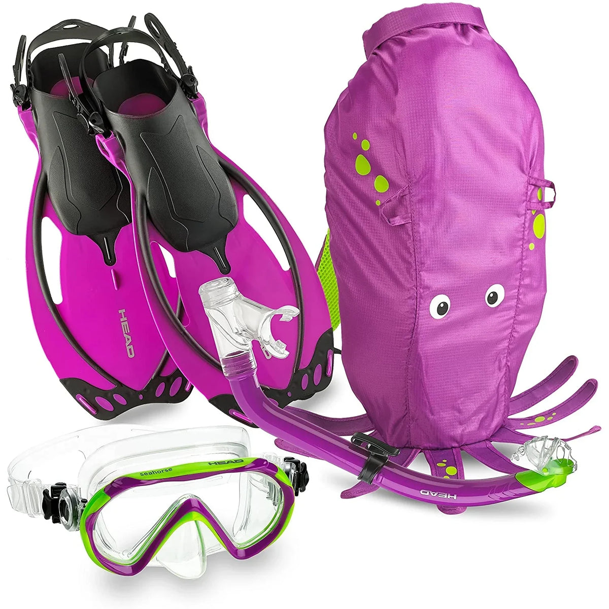 Sea & 480315SFSQULXL Fins Purple, Set, HEAD LXL Snorkel Premium Mask Pals Youth