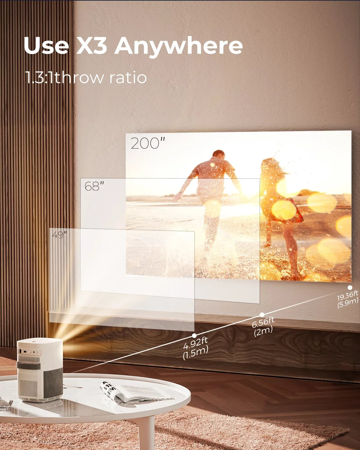 Audio, 1080P Supported Projector, Android Performance & Projector Mini Native Vertical 4K X3 Display, TV Stick, iOS FHD Projector, with Bluetooth with VANKYO Portable WiFi Compatible 250" Dolby