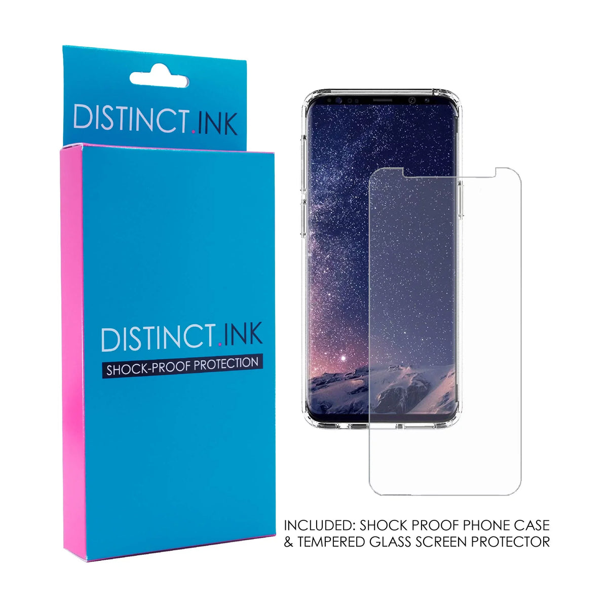 Pink TPU - Case Bumper Fear Hybrid - Faith Ribbon Glass S9 Clear Back Screen Galaxy Tempered Shockproof Screen) Protector for Cancer - Over DistinctInk Acrylic (5.8"