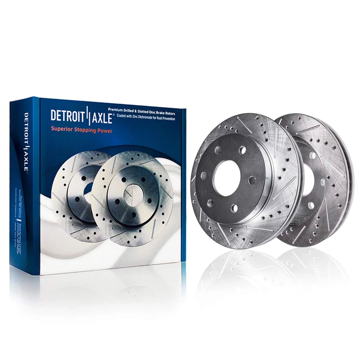 Detroit Axle - Brake Kit For Chevy Gmc Silverado Sierra 1500 Suburban Yukon Xl Avalanche Tahoe Cadillac Escalade Esv Ext Drilled & Slotted Brake Rotors Ceramic Brakes Pads Front And Rear