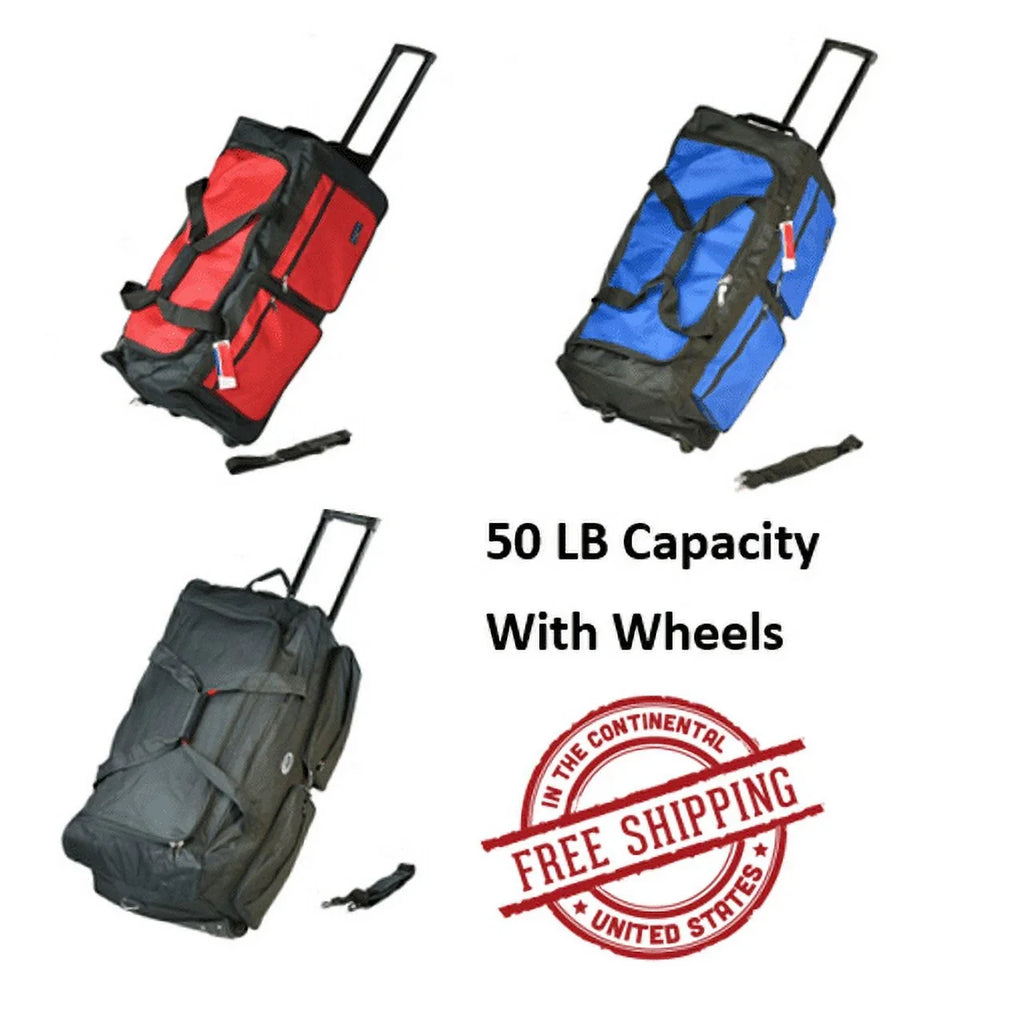 Luggage System, Duty Bag, Multi-Pocket Travel Collapsible Bar Red, Wheels, Duffle 28" Heavy Iron