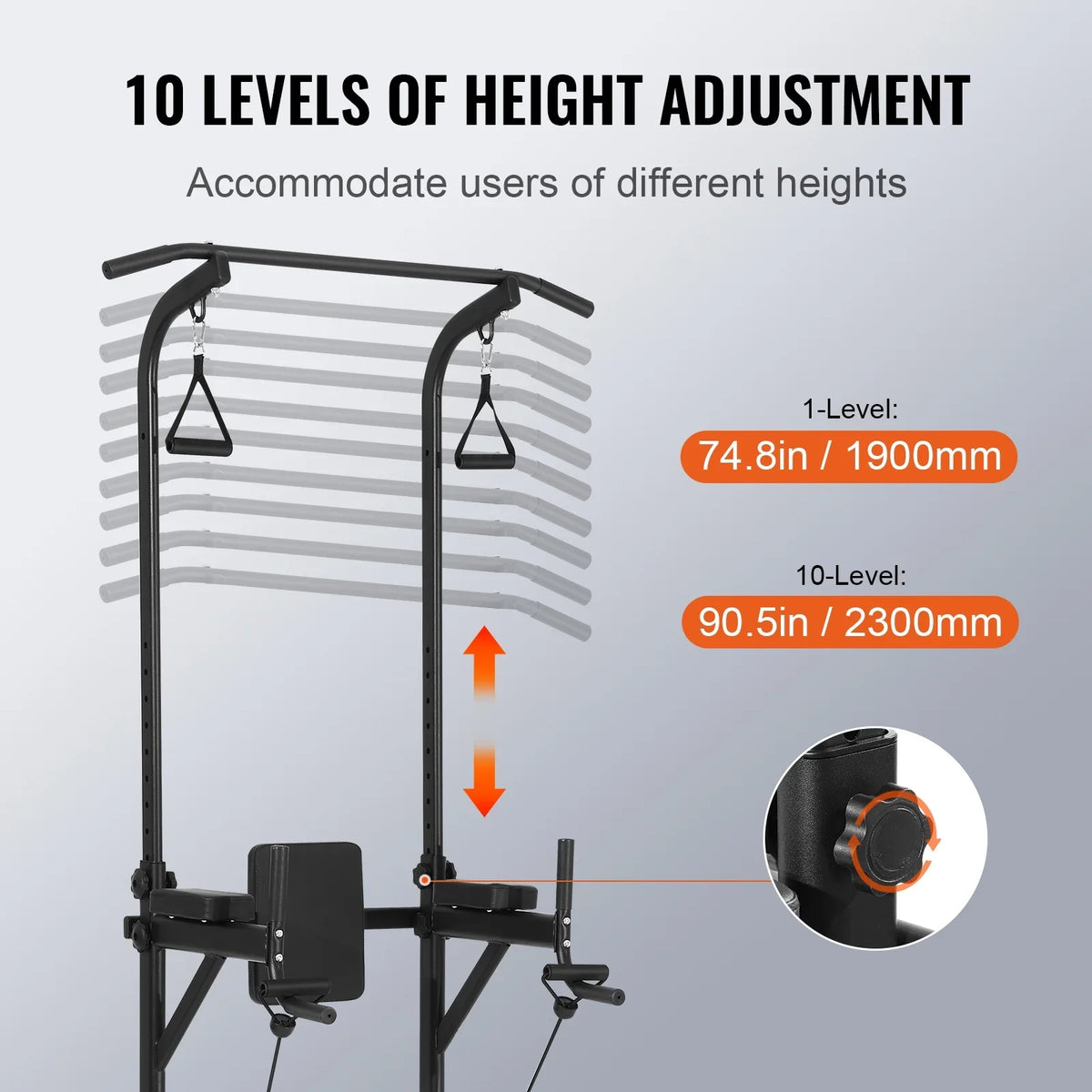 Frame Steel Station, Home Pull w/ Workout Strength Height SKYSHALO Training Dip Elbow Equipment Backrest Power Power Up Stand Pad, Duty Fitness Heavy for Tower Rack Bar Adjustable Carbon