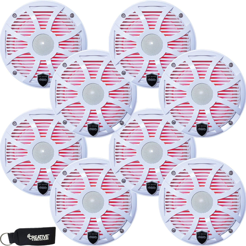 Wet Sounds (4 Pairs REVO 6-SWW 6.5 in Marine LED Coaxial Speakers